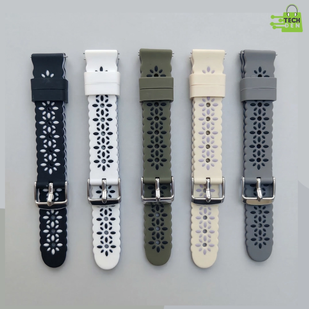18mm Premium Floral Cutout Silicone Smartwatch Strap