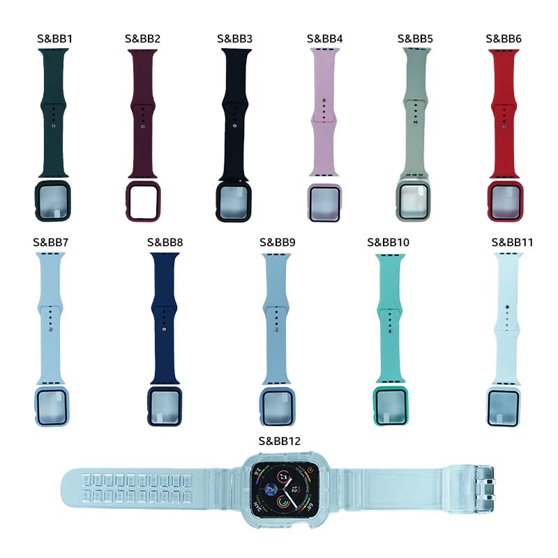 42-44mm Silicone Strap With Body Bumper for Smart Watch
