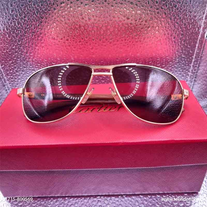 Cartier Metal And Wooden Frame Sunglasses With Premium Box | Price In Bangladesh