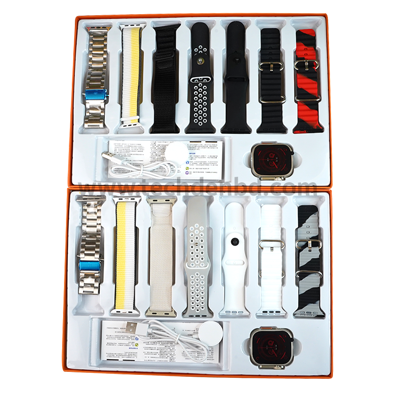 8 Ultra 7 In 1 Smart Watch Apple Clone With 7 Straps Free