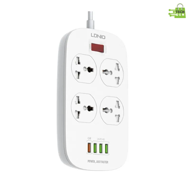 LDNIO SC4407 Power Socket 4 USB Charger with Power Extension Cord